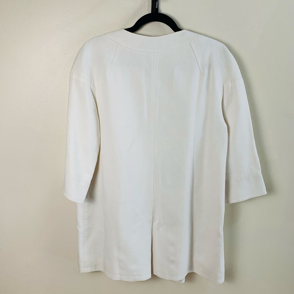 Louben Size XS Linen Blend Open Front Blazer Coat Jacket Ivory White Career - Picture 14 of 16
